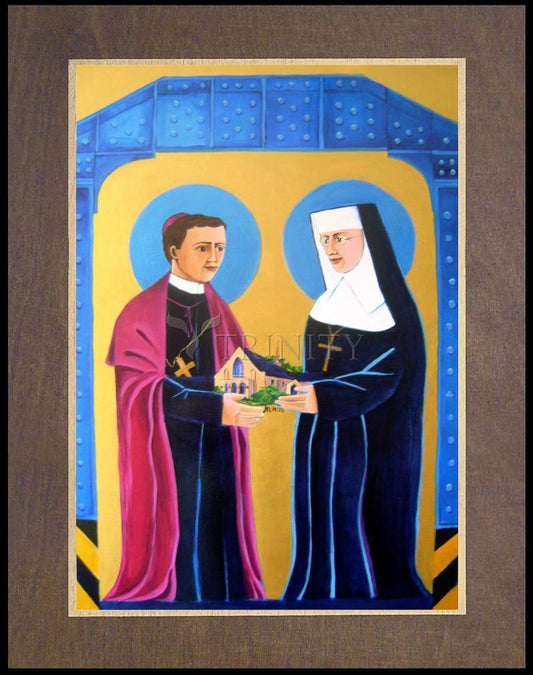Sts. John Neumann and Katharine Drexel - Wood Plaque Premium by Br. Mickey McGrath, OSFS - Trinity Stores