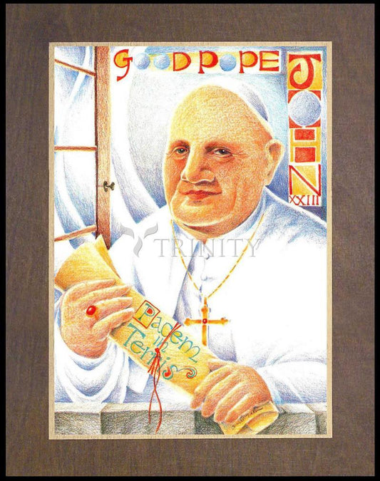 St. John XXIII - Wood Plaque Premium by Br. Mickey McGrath, OSFS - Trinity Stores
