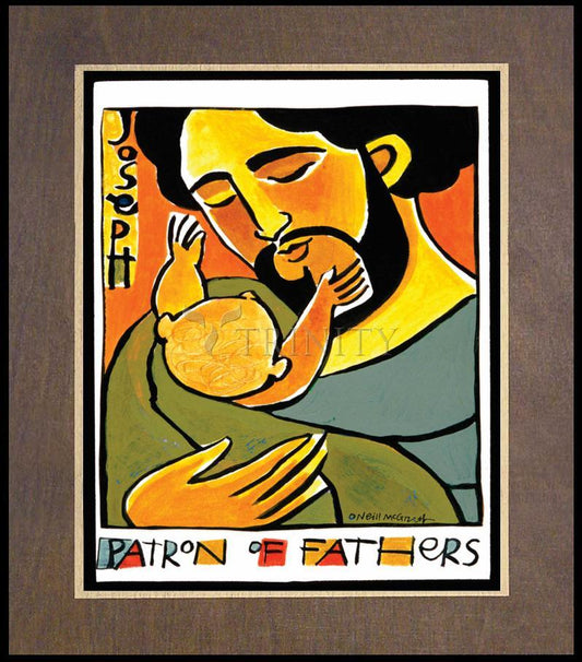 St. Joseph, Patron of Fathers - Wood Plaque Premium by Br. Mickey McGrath, OSFS - Trinity Stores