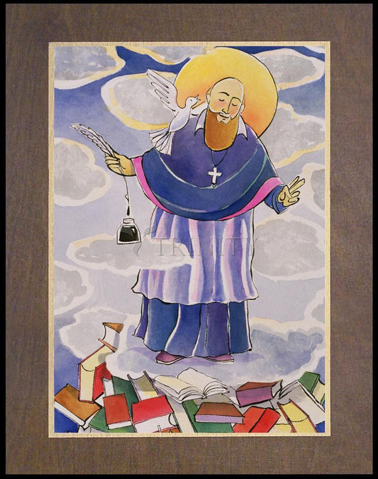 St. Francis de Sales, Patron of Writers - Wood Plaque Premium by Br. Mickey McGrath, OSFS - Trinity Stores