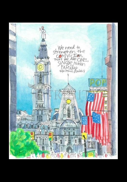 Pope Francis: Philly City Hall - Holy Card by Br. Mickey McGrath, OSFS - Trinity Stores