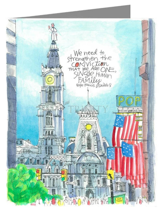 Pope Francis: Philly City Hall - Note Card by Br. Mickey McGrath, OSFS - Trinity Stores