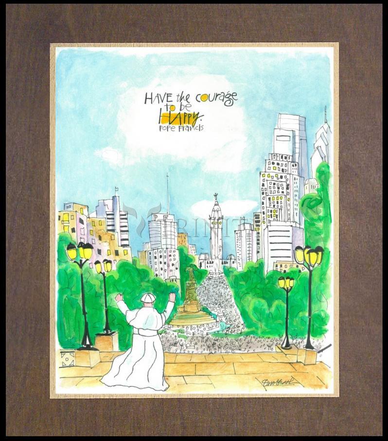 Pope Francis: Philly Museum - Wood Plaque Premium by Br. Mickey McGrath, OSFS - Trinity Stores