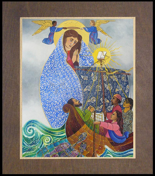 Mary, Queen of the Apostles - Wood Plaque Premium by Br. Mickey McGrath, OSFS - Trinity Stores