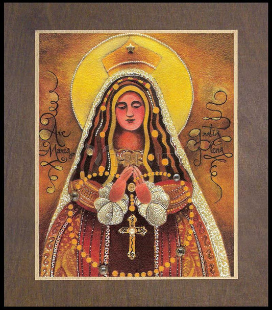Mary, Queen of the Rosary - Wood Plaque Premium by Br. Mickey McGrath, OSFS - Trinity Stores
