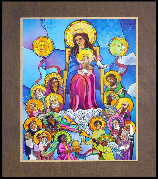 Mary, Queen of the Saints - Wood Plaque Premium by Br. Mickey McGrath, OSFS - Trinity Stores
