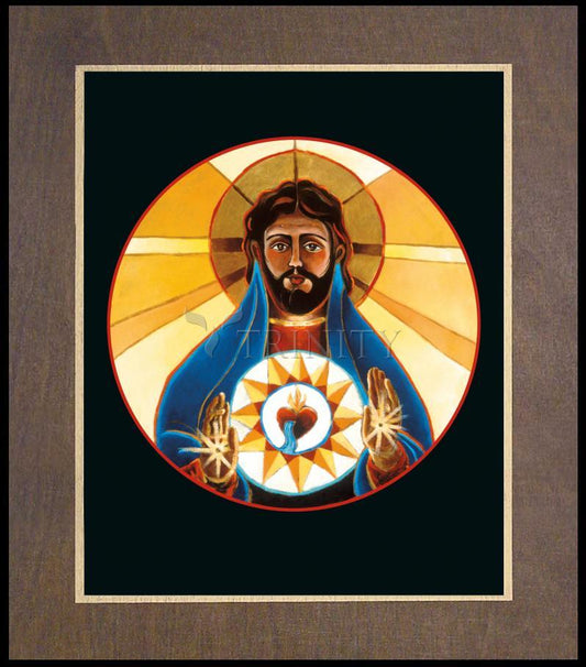 Sacred Heart - Wood Plaque Premium by Br. Mickey McGrath, OSFS - Trinity Stores