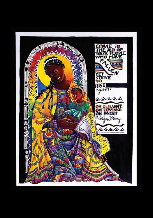 Salamu Maria 'Hail Mary' in Swahili - Holy Card by Br. Mickey McGrath, OSFS - Trinity Stores