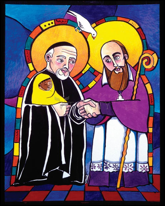 Sts. Francis de Sales and Vincent de Paul - Wood Plaque by Br. Mickey McGrath, OSFS - Trinity Stores
