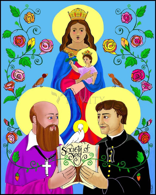 Sts. Francis de Sales and John Bosco - Wood Plaque by Br. Mickey McGrath, OSFS - Trinity Stores