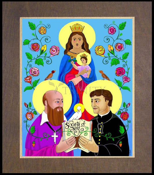Sts. Francis de Sales and John Bosco - Wood Plaque Premium by Br. Mickey McGrath, OSFS - Trinity Stores