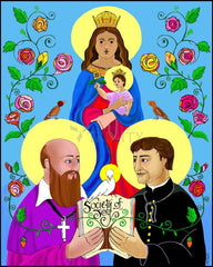 Wood Plaque - Sts. Francis de Sales and John Bosco by M. McGrath