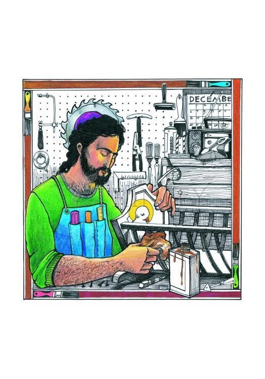 St. Joseph's Workshop - Holy Card by Br. Mickey McGrath, OSFS - Trinity Stores