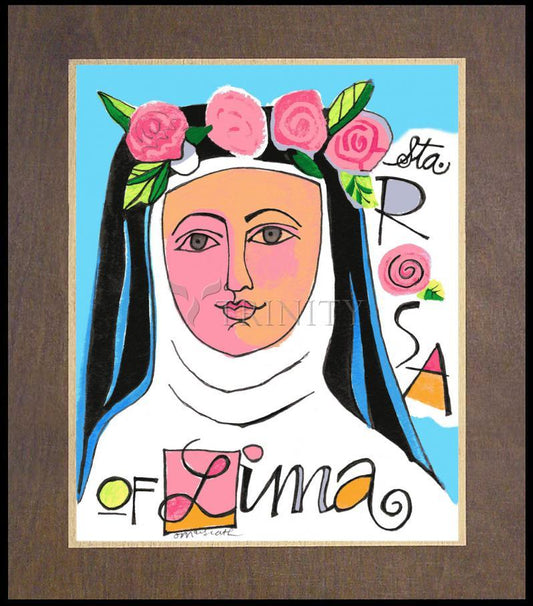 St. Rose of Lima - Wood Plaque Premium by Br. Mickey McGrath, OSFS - Trinity Stores