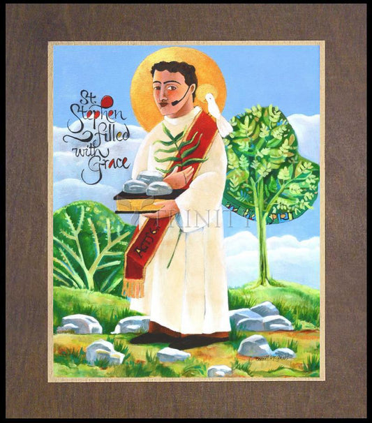 St. Stephen - Wood Plaque Premium by Br. Mickey McGrath, OSFS - Trinity Stores
