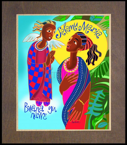 Swahili Annunciation - Wood Plaque Premium by Br. Mickey McGrath, OSFS - Trinity Stores