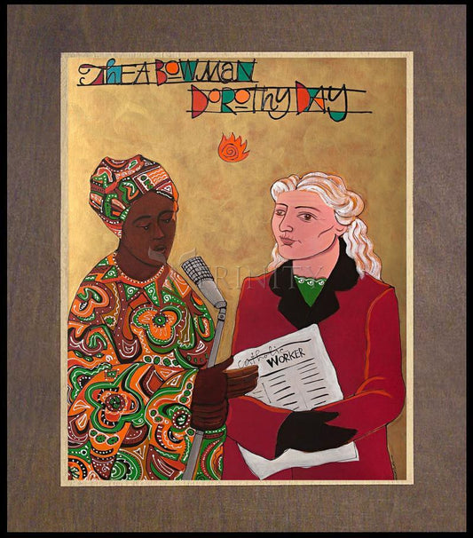 Sr. Thea Bowman and Dorothy Day - Wood Plaque Premium by Br. Mickey McGrath, OSFS - Trinity Stores