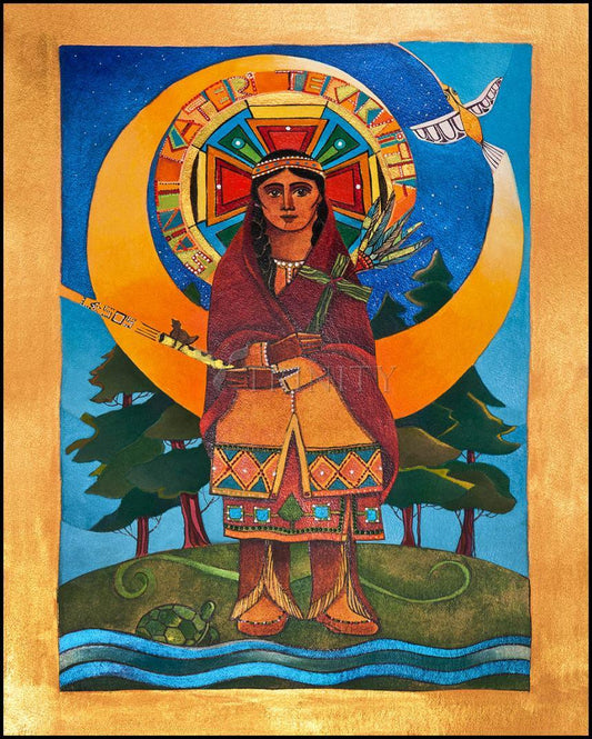 St. Kateri Tekakwitha - Wood Plaque by Br. Mickey McGrath, OSFS - Trinity Stores