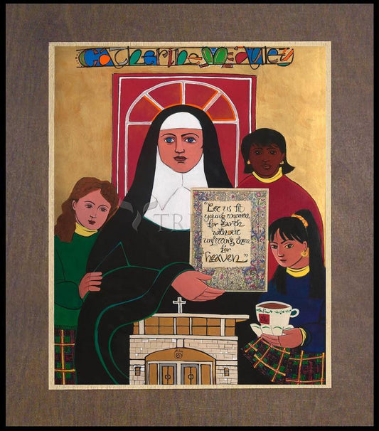 Ven. Catherine McAuley - Wood Plaque Premium by Br. Mickey McGrath, OSFS - Trinity Stores