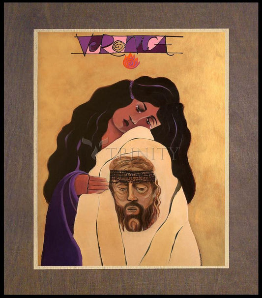 St. Veronica - Wood Plaque Premium by Br. Mickey McGrath, OSFS - Trinity Stores