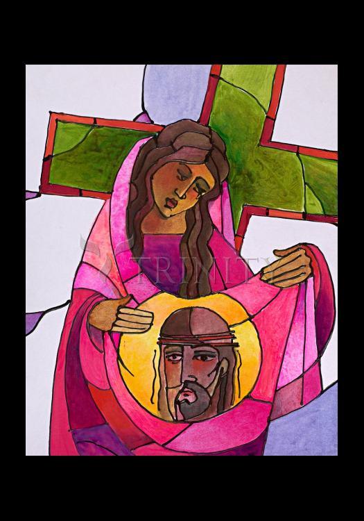 Stations of the Cross - 6 St. Veronica Wipes the Face of Jesus - Holy Card by Br. Mickey McGrath, OSFS - Trinity Stores