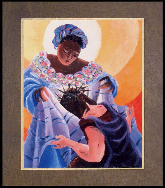 St. Veronica Wipes the Face of Jesus: 6th Station - Wood Plaque Premium by Br. Mickey McGrath, OSFS - Trinity Stores