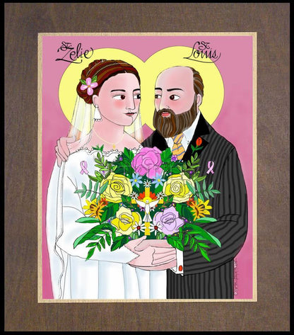 Sts. Louis and Zélie Martin - Wood Plaque Premium by Br. Mickey McGrath, OSFS - Trinity Stores