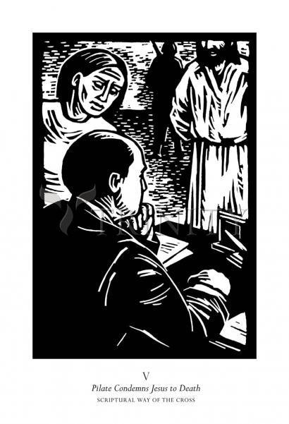 Scriptural Stations of the Cross 05 - Pilot Condemns Jesus to Death - Giclee Print by Julie Lonneman - Trinity Stores