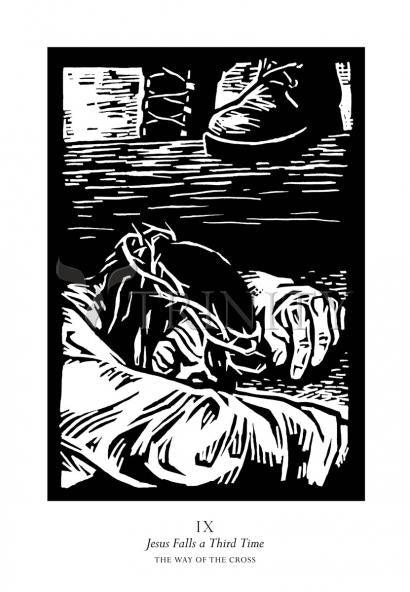 Traditional Stations of the Cross 09 - Jesus Falls a Third Time - Giclee Print by Julie Lonneman - Trinity Stores