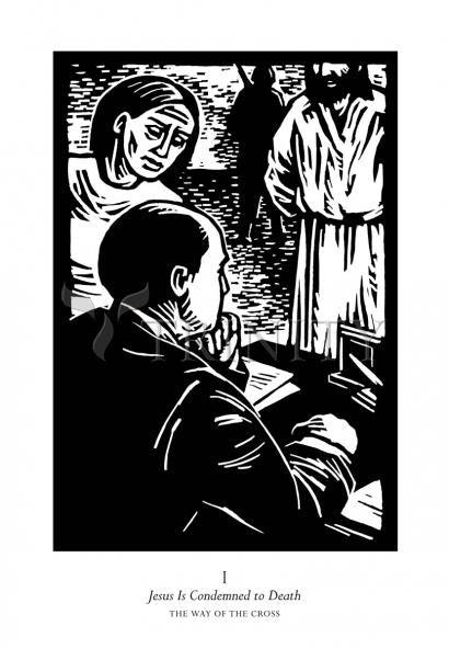 Traditional Stations of the Cross 01 - Jesus is Condemned to Death - Giclee Print by Julie Lonneman - Trinity Stores