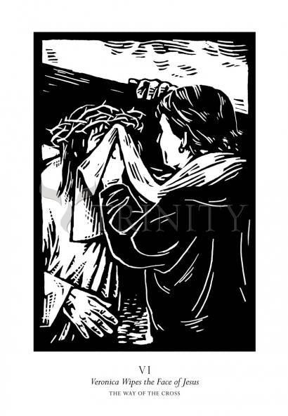 Traditional Stations of the Cross 06 - St. Veronica Wipes the Face of Jesus - Giclee Print by Julie Lonneman - Trinity Stores
