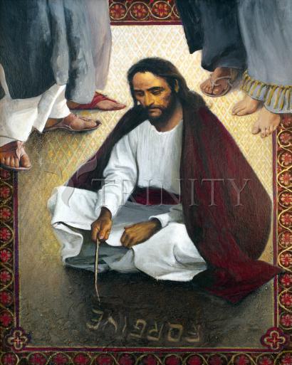 Jesus Writing In The Sand - Giclee Print by Louis Glanzman - Trinity Stores