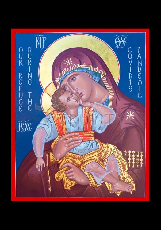 Mother of God, Our Refuge During Covid-19 Pandemic - Holy Card by Robert Gerwing - Trinity Stores
