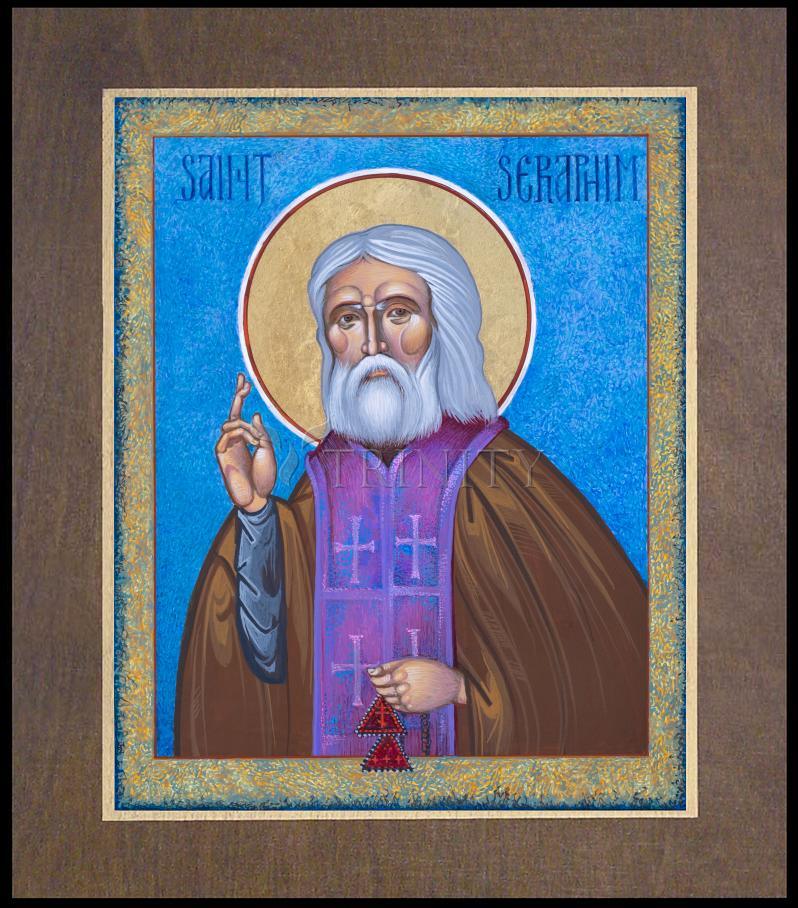 St. Seraphim - Wood Plaque Premium