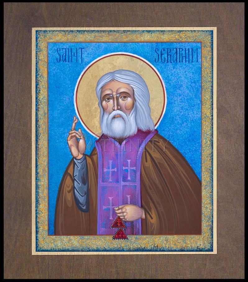 St. Seraphim - Wood Plaque Premium by Robert Gerwing - Trinity Stores
