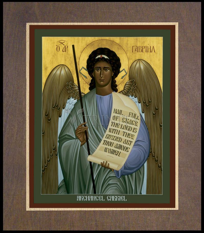 St. Gabriel Archangel - Wood Plaque Premium by Br. Robert Lentz, OFM - Trinity Stores