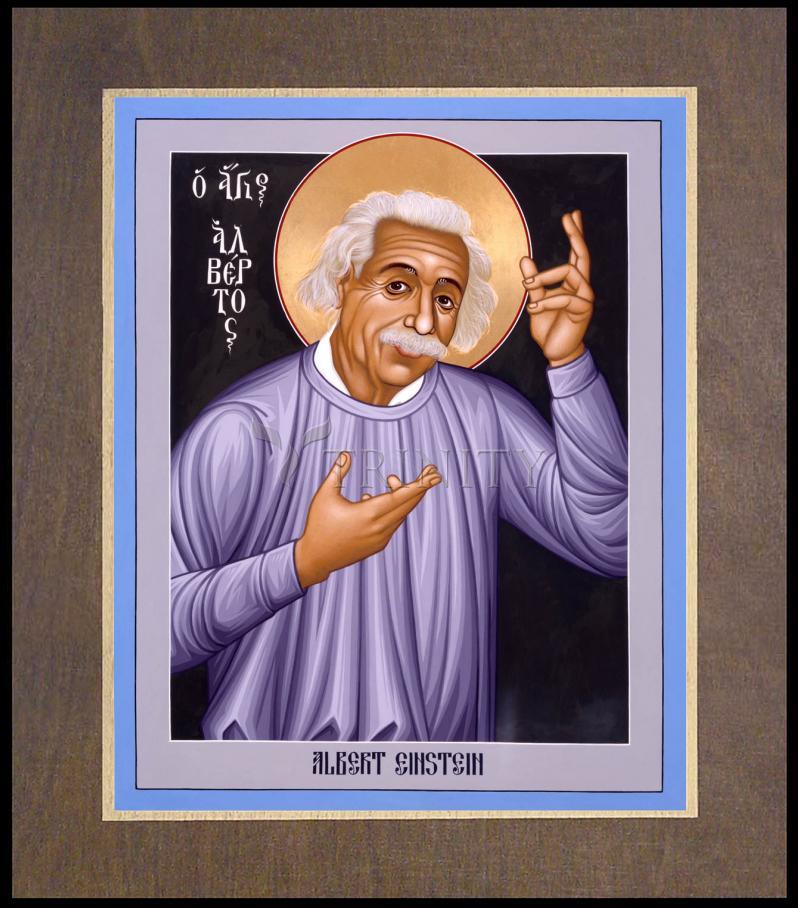 Albert Einstein - Wood Plaque Premium by Br. Robert Lentz, OFM - Trinity Stores
