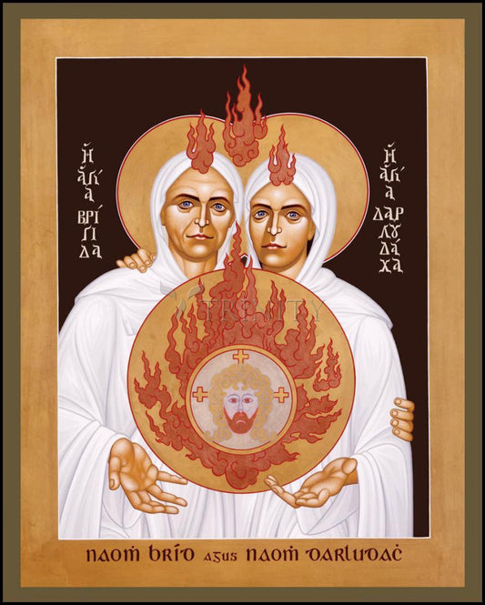 Sts. Brigid and Darlughdach of Kildare - Wood Plaque by Br. Robert Lentz, OFM - Trinity Stores