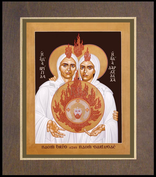 Sts. Brigid and Darlughdach of Kildare - Wood Plaque Premium by Br. Robert Lentz, OFM - Trinity Stores