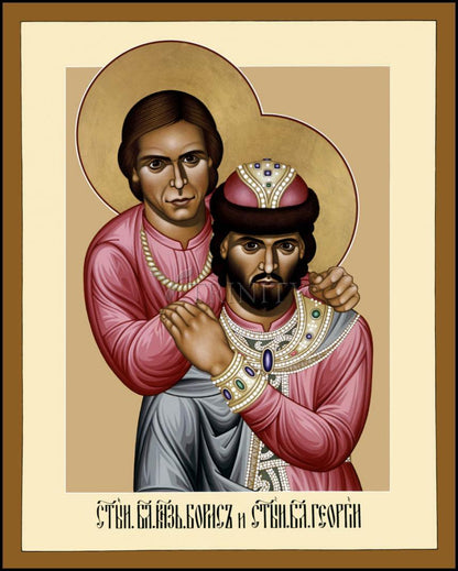 Sts. Boris and George the Hungarian - Wood Plaque by Br. Robert Lentz, OFM - Trinity Stores