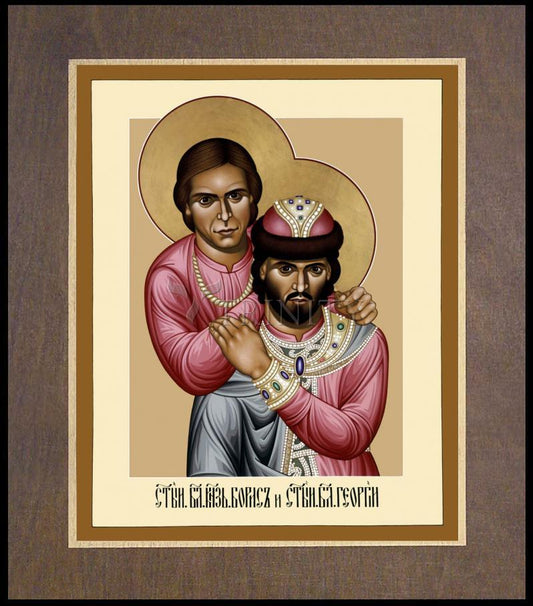 Sts. Boris and George the Hungarian - Wood Plaque Premium by Br. Robert Lentz, OFM - Trinity Stores