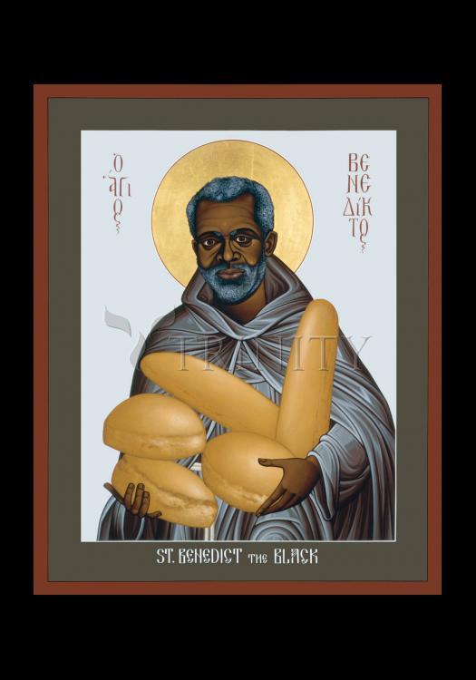 St. Benedict the Black - Holy Card by Br. Robert Lentz, OFM - Trinity Stores