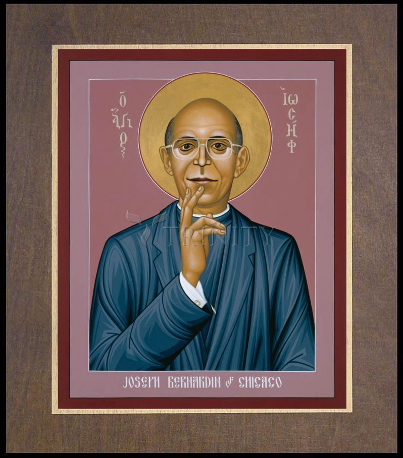 Cardinal Bernardin of Chicago - Wood Plaque Premium by Br. Robert Lentz, OFM - Trinity Stores