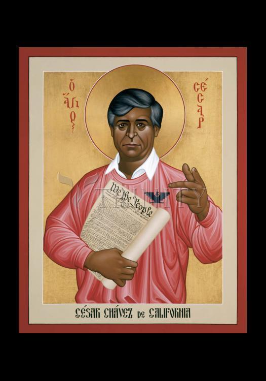 Cesar Chavez - Holy Card by Br. Robert Lentz, OFM - Trinity Stores