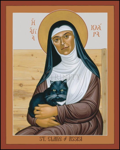 St. Clare of Assisi - Wood Plaque by Br. Robert Lentz, OFM - Trinity Stores