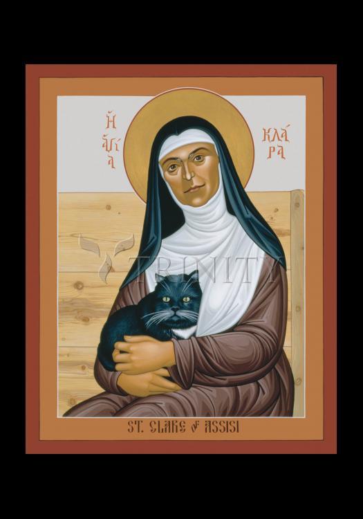 St. Clare of Assisi - Holy Card by Br. Robert Lentz, OFM - Trinity Stores