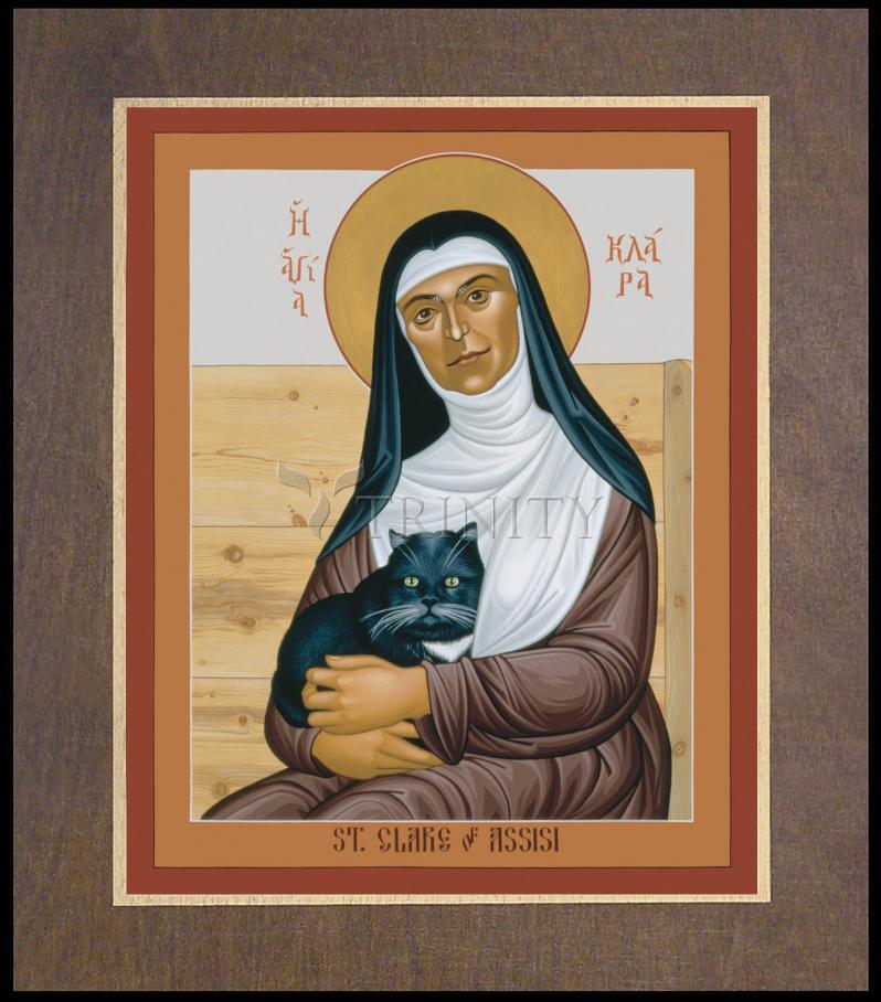St. Clare of Assisi - Wood Plaque Premium by Br. Robert Lentz, OFM - Trinity Stores