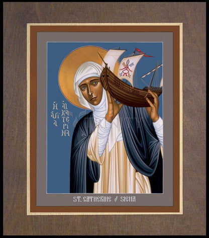 St. Catherine of Siena - Wood Plaque Premium by Br. Robert Lentz, OFM - Trinity Stores