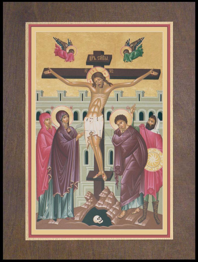 Crucifixion - Wood Plaque Premium by Br. Robert Lentz, OFM - Trinity Stores