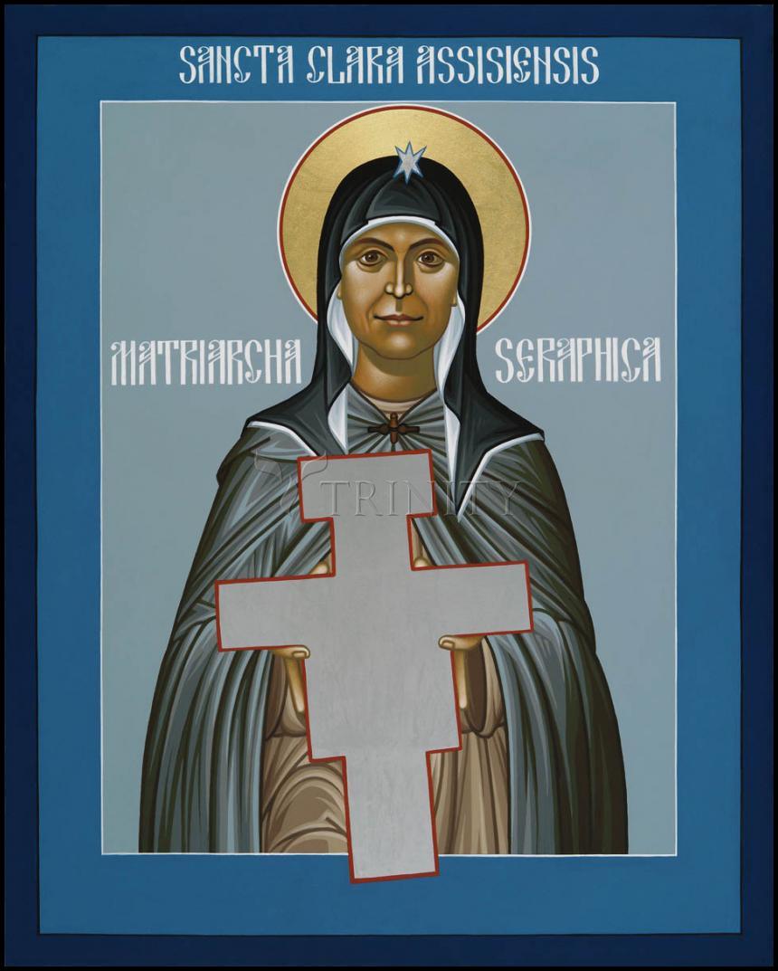 St. Clare of Assisi: Seraphic Matriarch - Wood Plaque by Br. Robert Lentz, OFM - Trinity Stores
